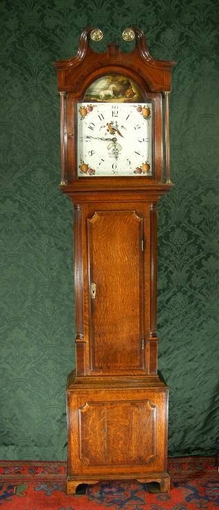 fig 1. ***SOLD**** Georgian English Oak Cased Grandfather Clock - George Stubbs 'Horse frightened by Lion'
